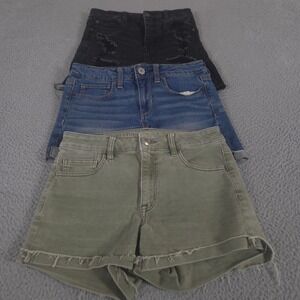 LOT OF 3 American Eagle Shorts Womens 2-4 Shortie High Rise Distressed Denim